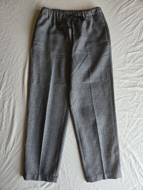 Babaton Grey Tailored Drawstring Trousers Herringbone Flannel Jimmy Pant Size Sm